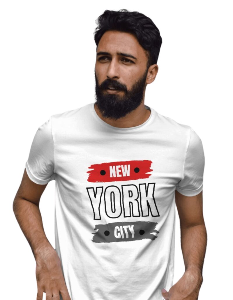 White T-Shirt with New York City Graphic Print
