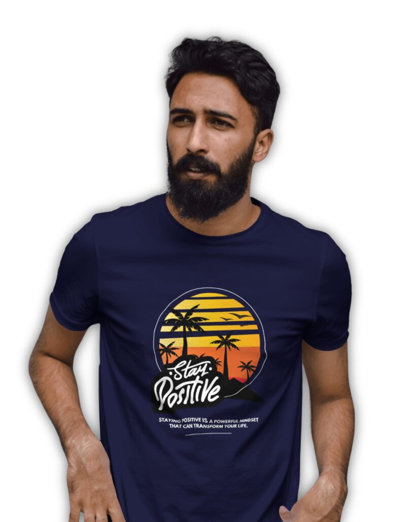 Fit T-Shirt with Stay Positive Graphic Print - Image 2