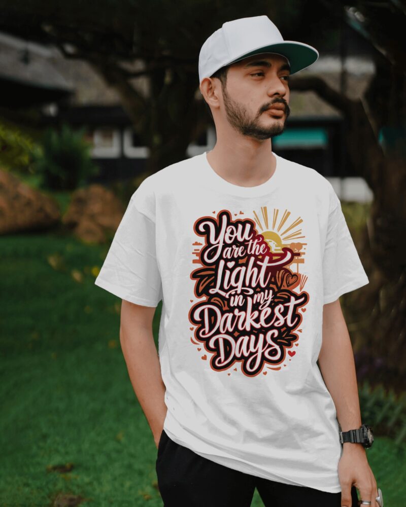Oversized fit T-Shirt with You Are The Light In My Darkest Days Graphic Print - Image 3