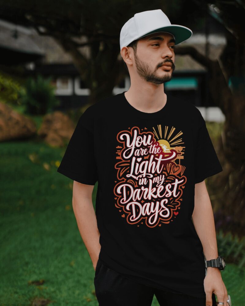 Oversized fit T-Shirt with You Are The Light In My Darkest Days Graphic Print - Image 2