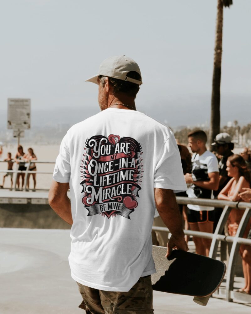 Ovetrsized fit T-Shirt with You Are The Once in A Lifetime Miracle Graphic Print - Image 2